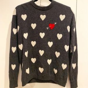 Minnie Rose Hearts Patterned Crew Neck Cashmere Sweater